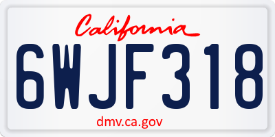 CA license plate 6WJF318