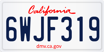 CA license plate 6WJF319