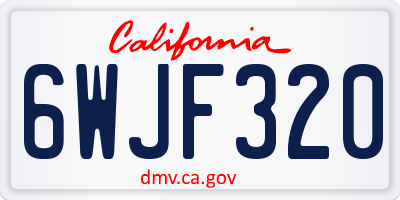 CA license plate 6WJF320