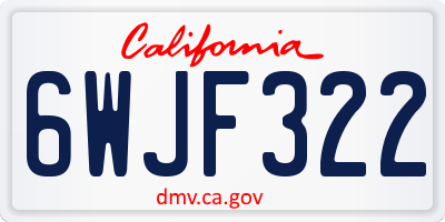 CA license plate 6WJF322
