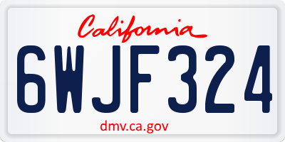 CA license plate 6WJF324
