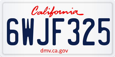 CA license plate 6WJF325