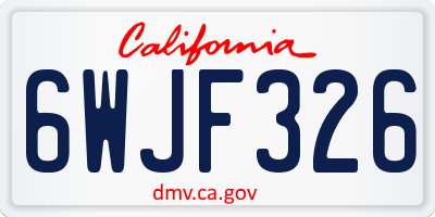 CA license plate 6WJF326