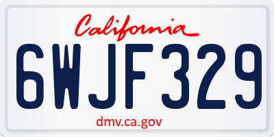 CA license plate 6WJF329