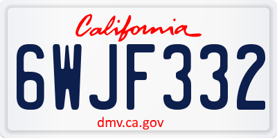 CA license plate 6WJF332