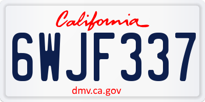 CA license plate 6WJF337