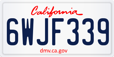 CA license plate 6WJF339