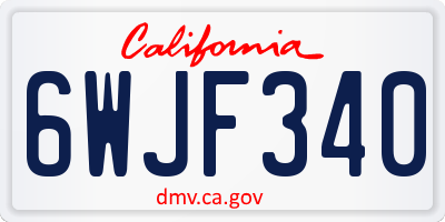 CA license plate 6WJF340