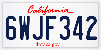 CA license plate 6WJF342