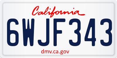 CA license plate 6WJF343