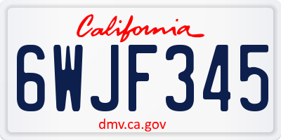 CA license plate 6WJF345