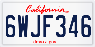 CA license plate 6WJF346
