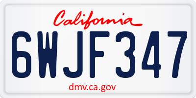 CA license plate 6WJF347