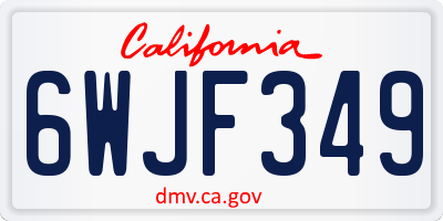 CA license plate 6WJF349