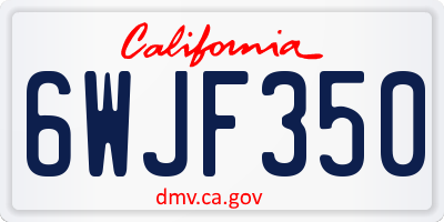 CA license plate 6WJF350