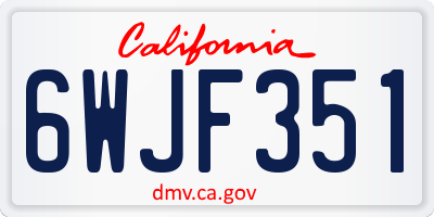 CA license plate 6WJF351