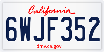 CA license plate 6WJF352