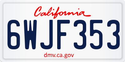 CA license plate 6WJF353