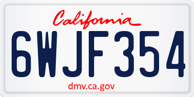 CA license plate 6WJF354