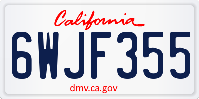 CA license plate 6WJF355