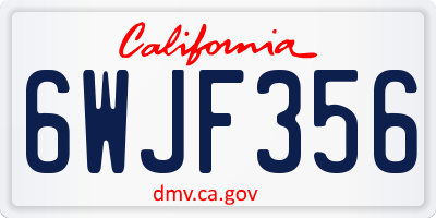 CA license plate 6WJF356