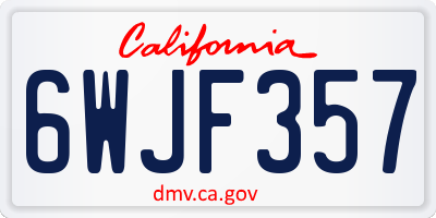 CA license plate 6WJF357