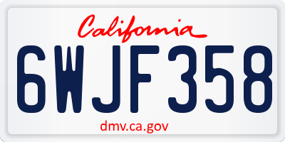 CA license plate 6WJF358