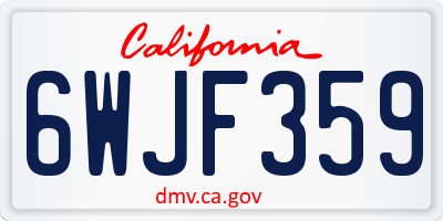 CA license plate 6WJF359