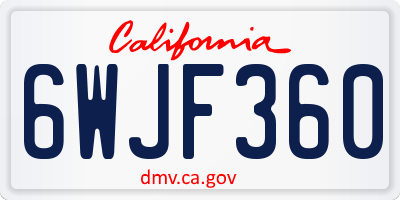 CA license plate 6WJF360
