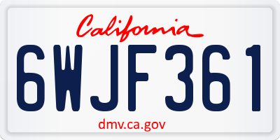 CA license plate 6WJF361
