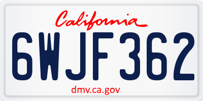 CA license plate 6WJF362