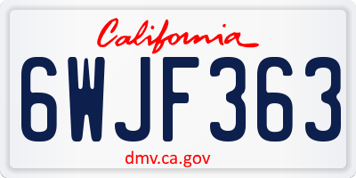 CA license plate 6WJF363