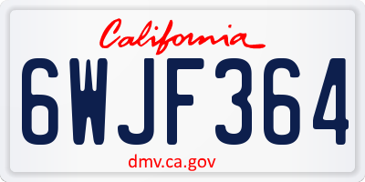 CA license plate 6WJF364