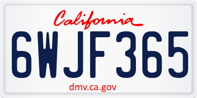 CA license plate 6WJF365