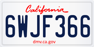 CA license plate 6WJF366