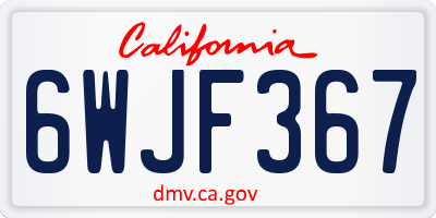 CA license plate 6WJF367