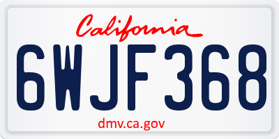 CA license plate 6WJF368