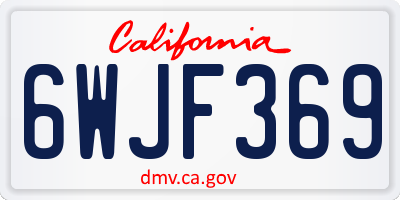 CA license plate 6WJF369