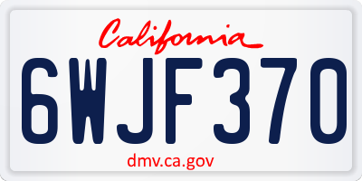 CA license plate 6WJF370
