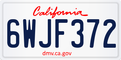 CA license plate 6WJF372
