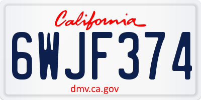 CA license plate 6WJF374