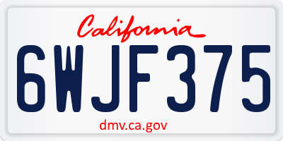 CA license plate 6WJF375