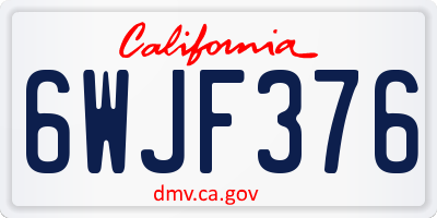 CA license plate 6WJF376