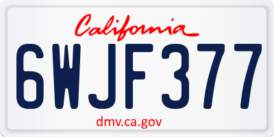CA license plate 6WJF377