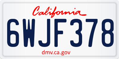 CA license plate 6WJF378