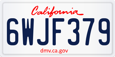 CA license plate 6WJF379