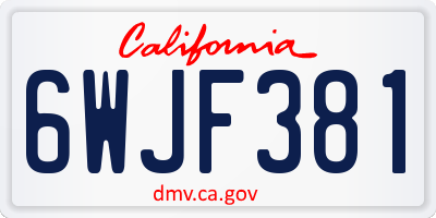 CA license plate 6WJF381