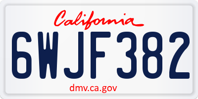 CA license plate 6WJF382