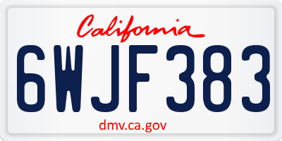 CA license plate 6WJF383