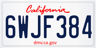CA license plate 6WJF384